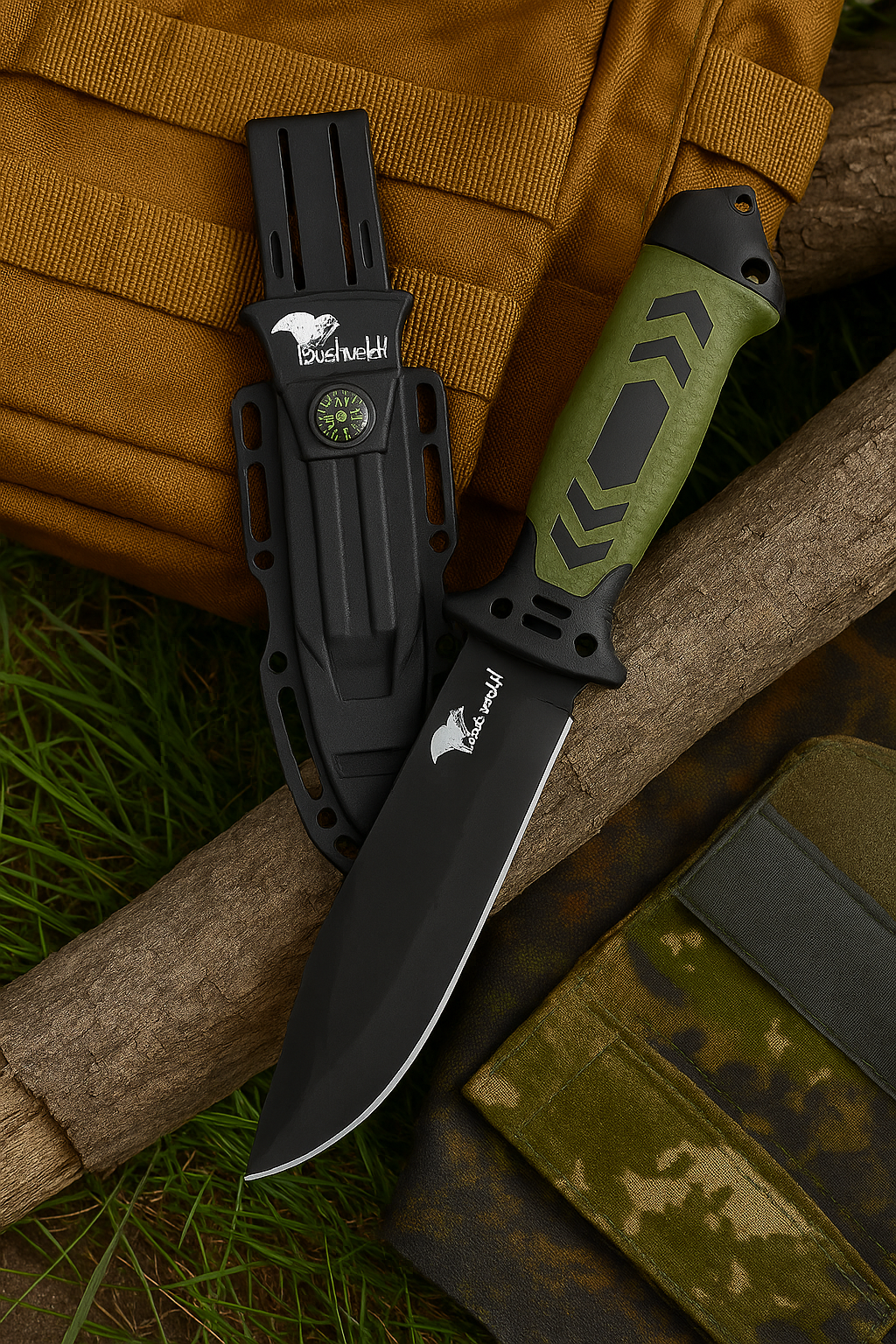 bushveldt fixed blade with sheath: od green