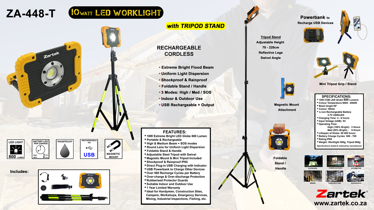 ZA-448-T-10 watt Work-light with Stand
