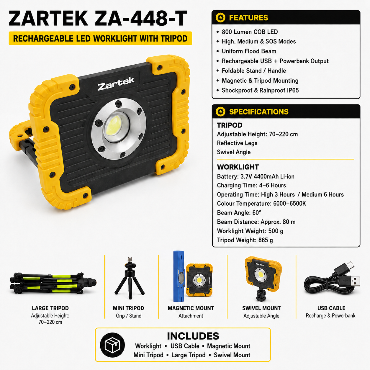 ZA-448-T-10 watt Work-light with Stand - Image 4