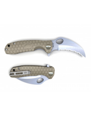 honey badger claw medium tan serrated edge