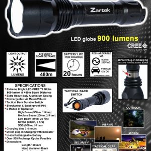 zartek hi bright torch light led