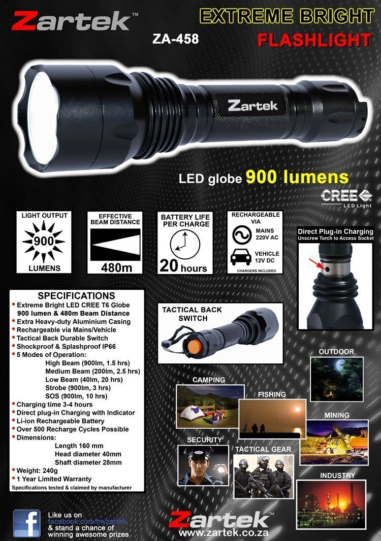 zartek hi bright torch light led
