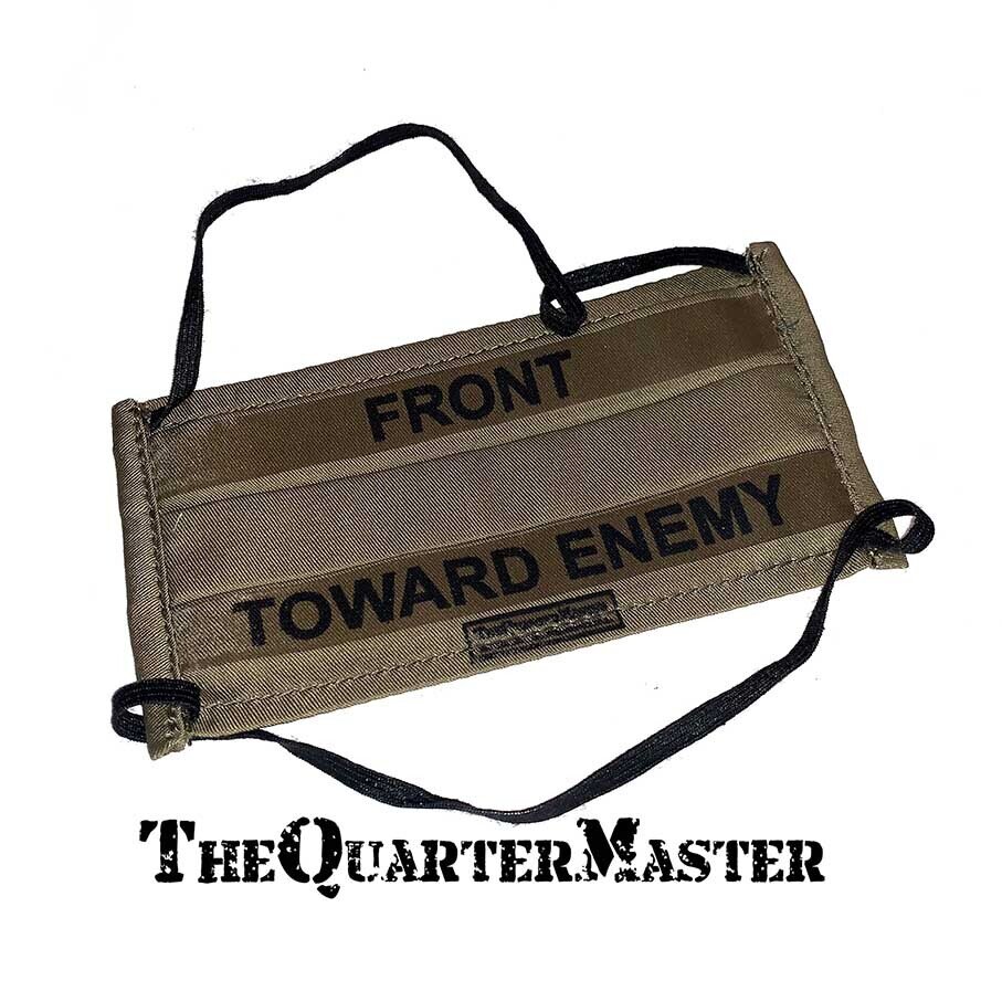 face mask: reusable "front toward enemy"
