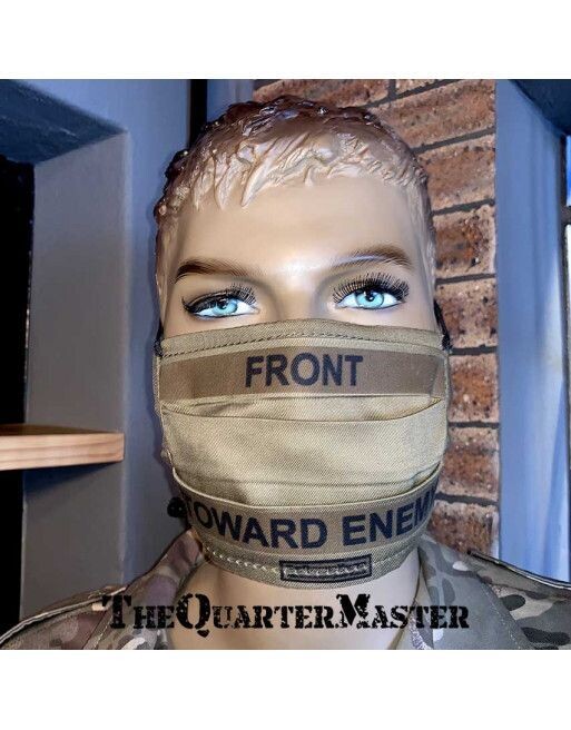 face mask: reusable "front toward enemy"