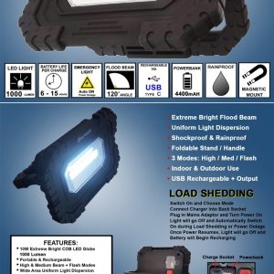 zartek led 10w workinglight 1000lm emergency light recharge