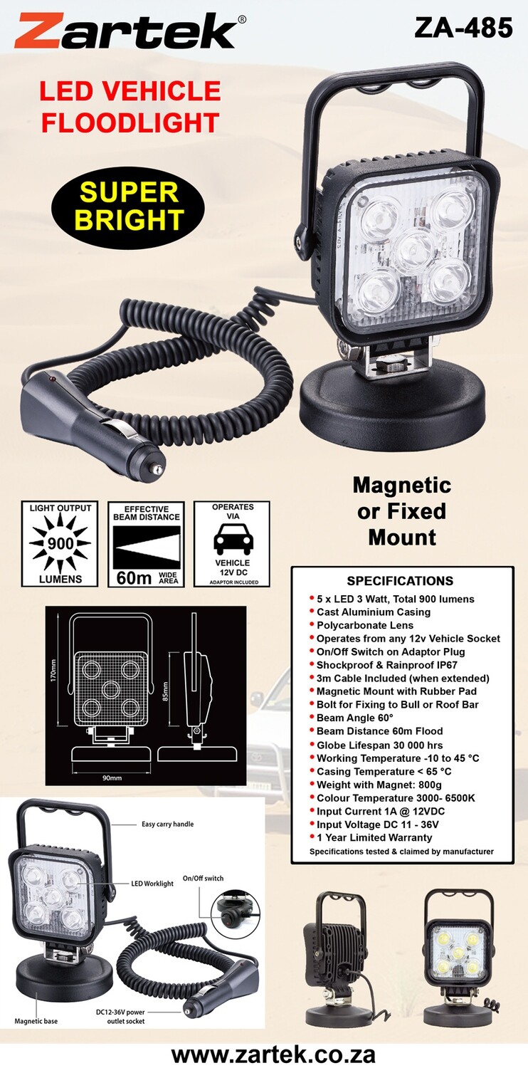 zartek vehicle worklight 900 lumens
