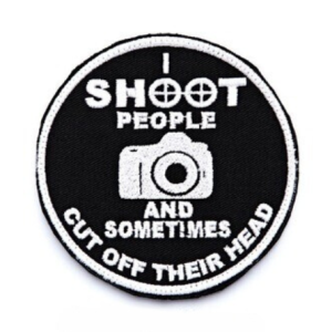 bushveldt i shoot people badge white