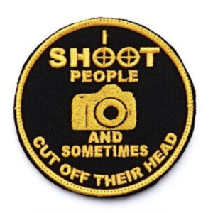bushveldt i shoot people badge yellow