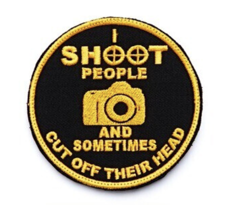 bushveldt i shoot people badge yellow