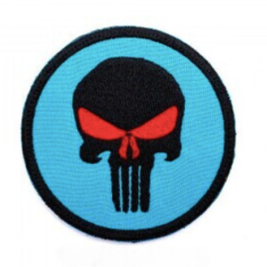 bushveldt punisher skull patch blue, black & red