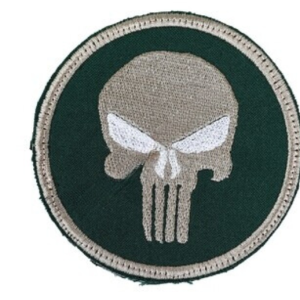 bushveldt punisher skull patch khaki & green