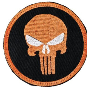 bushveldt punisher skull patch orange & black
