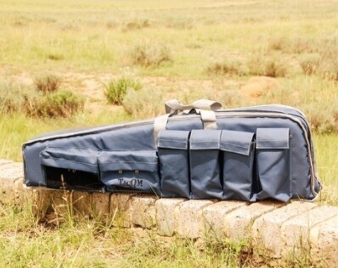bushveldt double 52" semi rigid gun case blue with grey trim
