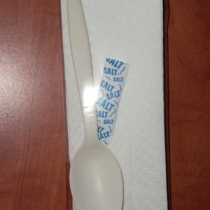 spork 140mm and serviette & salt