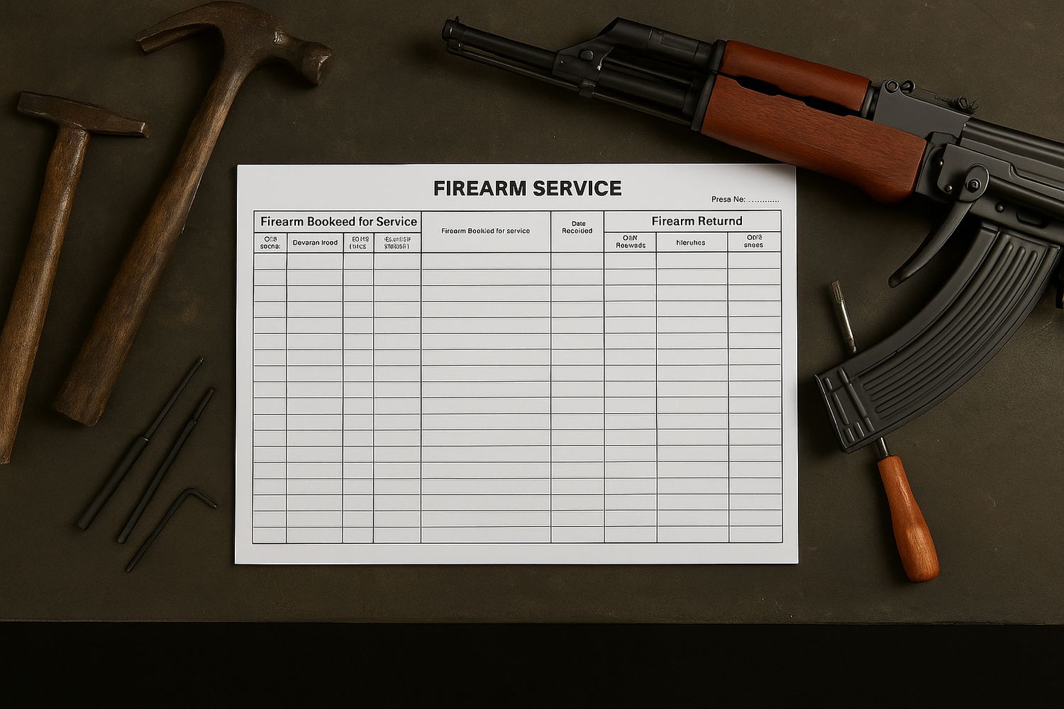 firearm service 200 page a4 register